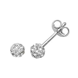 Silver Crystal Ball Studs 