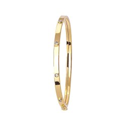 9ct Gold Babies' Cz Set Square Tube Bangle 