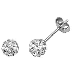 Silver Crystal Ball Studs 