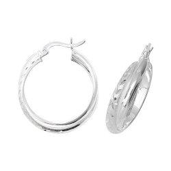 Silver Diamond Cut Hoops 