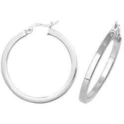 Silver Square Tube Hoops 