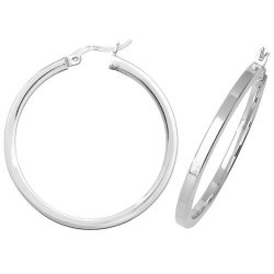 Silver Square Tube Hoops 