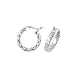 Silver Diamond Cut Hoops 