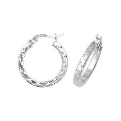 Silver Diamond Cut Hoops 