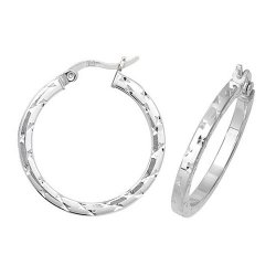 Silver Diamond Cut Hoops 