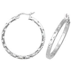 Silver Diamond Cut Hoops 