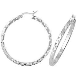 Silver Diamond Cut Hoops 