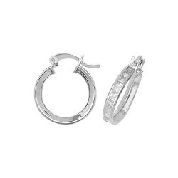 Silver Cz Hoops 