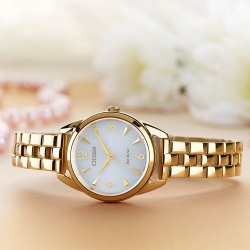 Citizen Women's Eco-Drive Silhouette mini Gold Tone and White Dial Watch