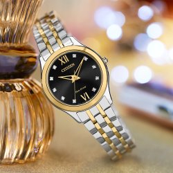 Citizen Women's  Eco-Drive Silhouette Diamond Set Two Tone Watch