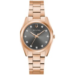 Bulova Women's Surveyor Rose Gold Colour Diamond Set Watch
