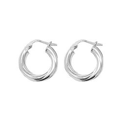Silver Twisted Hoops 