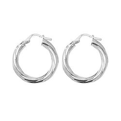 Silver Twisted Hoops 