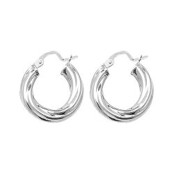Silver Twisted Hoops 