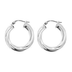 Silver Twisted Hoops 