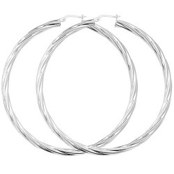 Silver Twisted Hoops 