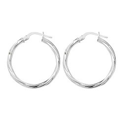 Silver Twisted Hoops 