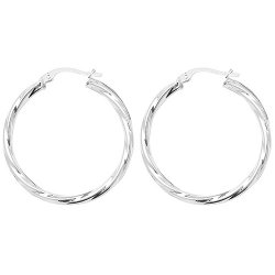 Silver Twisted Hoops 