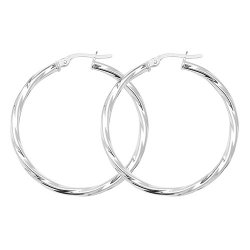 Silver Twisted Hoops 