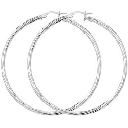 Silver Twisted Hoops 