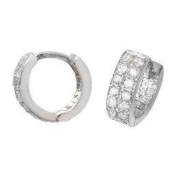Silver Cz 2 Row Hinged Hoops 