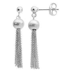 Silver Bead And Tassel Drops 