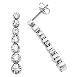 Silver Rhodium Plated Graduate Cz Bezel Drops 