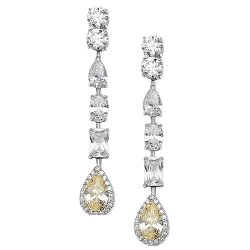 Silver Rhodium Plated Multi Shape White And Yellow Pear Shap 