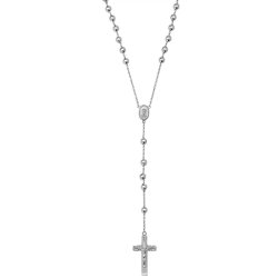 Silver Cz Rosary Necklet 