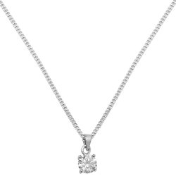 Silver Round Claw Set Cz Necklet 