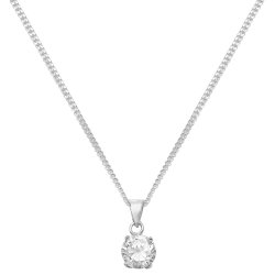 Silver Round Claw Set Cz Necklet 