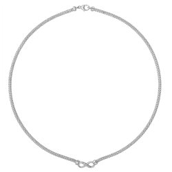 Silver Rhodium Plated Cz Infinity Mesh Necklet 