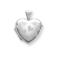 Silver Heart Design Engraved And Shaped Locket 