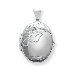 Silver Engraved Oval Locket 