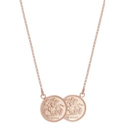 Silver Rose Gold Plated Half Double Sovereign Coin Necklet 