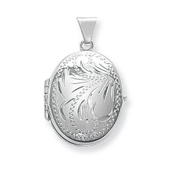 Silver Engraved Oval Family Locket 