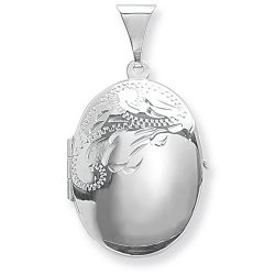 Silver Engraved Oval Locket 