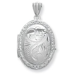 Silver Engraved Oval Locket 