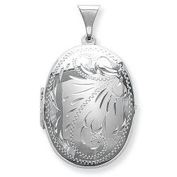 Silver Engraved Oval Locket 