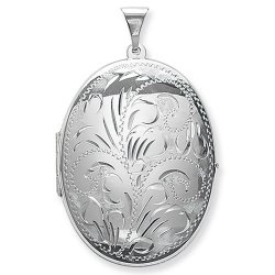 Silver Engraved Oval Locket 