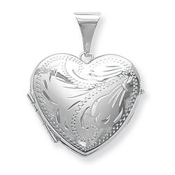 Silver Engraved Heart Family Locket 