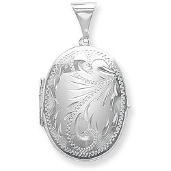 Silver Engraved Oval Family Locket 