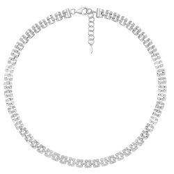 Silver Rhodium Plated Watch Link Necklet 
