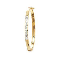 9ct Gold Babies' Cz Square Tube Bangle 
