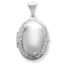 Silver Engraved Oval Locket 