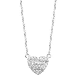 Silver Cz Heart Necklet 
