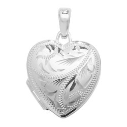 Silver Engraved Heart Locket 