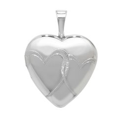 Silver Heart Design Engraved And Shaped Locket 