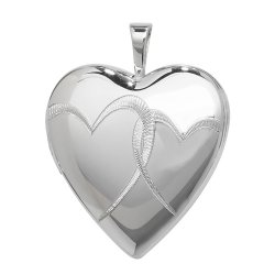 Silver Heart Design Engraved And Shaped Locket 