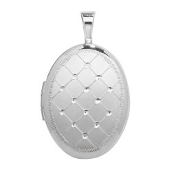 Silver Crossover Engraved Oval Locket 